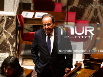 Francois Hollande, MP deputy of the Socialistes et Apparentes group, is seen during questions to the French government at the National Assem...