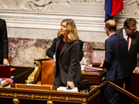 Yael Braun-Pivet, president of the French National Assembly, is seen during the session of questions to the government at the National Assem...