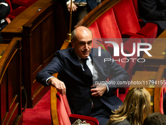 Olivier Marleix, deputy of the Droite Republicaine group, is seen during the questions to the government session at the National Assembly in...