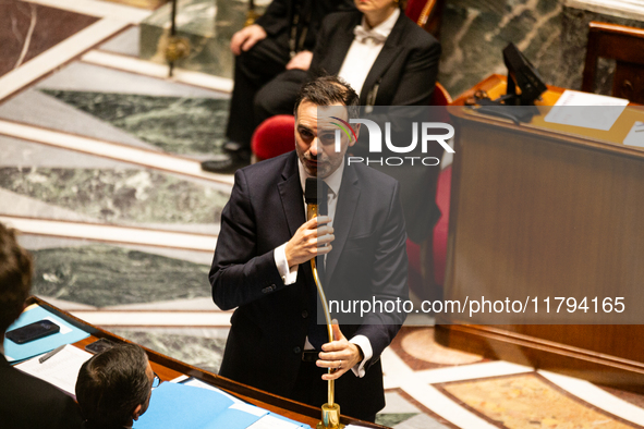 Laurent Saint-Martin, Minister attached to the Prime Minister, responsible for the Budget and Public Accounts, speaks during the questions t...