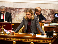 Yael Braun-Pivet, president of the French National Assembly, is seen during the session of questions to the government at the National Assem...