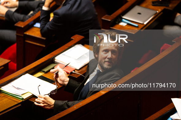 Boris Vallaud, President of the Socialistes et Apparentes group, is seen during the session of questions to the government at the National A...