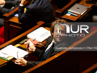 Boris Vallaud, President of the Socialistes et Apparentes group, is seen during the session of questions to the government at the National A...