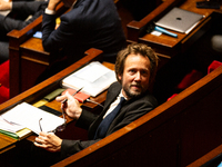 Boris Vallaud, President of the Socialistes et Apparentes group, is seen during the session of questions to the government at the National A...