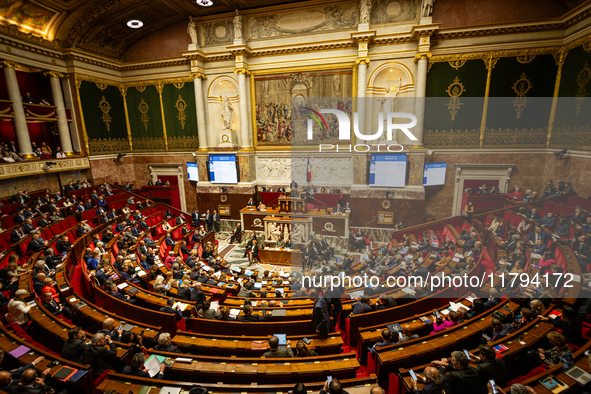 A general view of the National Assembly during the session of questions to the government in Paris, France, on November 19, 2024. 