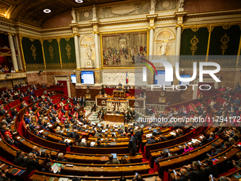 A general view of the National Assembly during the session of questions to the government in Paris, France, on November 19, 2024. (