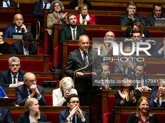 In Paris, France, on November 19, 2024, Bernard Chaix, deputy of the UDR group, speaks during the session of questions to the French governm...