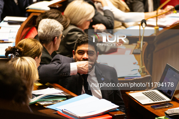 Guillaume Kasbarian, Minister for the Civil Service, Simplification and Transformation of Public Action, is seen during the questions to the...