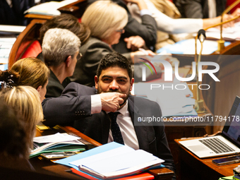 Guillaume Kasbarian, Minister for the Civil Service, Simplification and Transformation of Public Action, is seen during the questions to the...