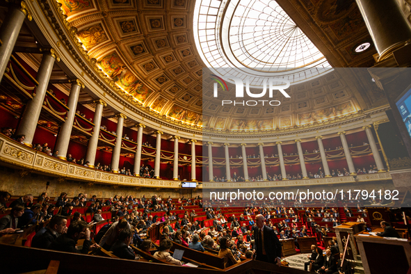 A general view of the National Assembly during the session of questions to the government in Paris, France, on November 19, 2024. 