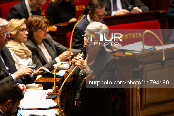 Genevieve Darrieussecq, Minister for Health and Access to Care, speaks during the questions to the government session at the National Assemb...