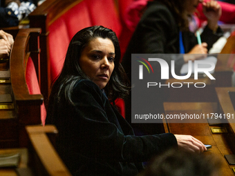 Sophia Chikirou, a French MP deputy of the group La France Insoumise (LFI), is seen at the public session of questions to the French governm...