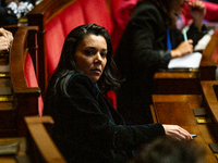 Sophia Chikirou, a French MP deputy of the group La France Insoumise (LFI), is seen at the public session of questions to the French governm...