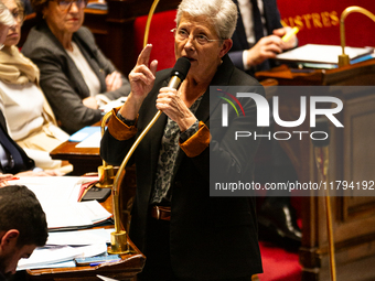 Genevieve Darrieussecq, Minister for Health and Access to Care, speaks during the questions to the government session at the National Assemb...