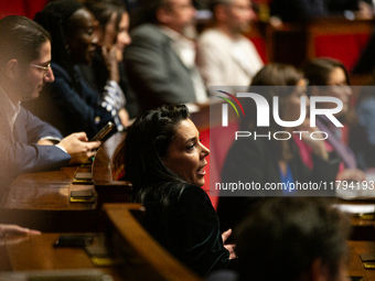 Sophia Chikirou, a French MP deputy of the group La France Insoumise (LFI), is seen at the public session of questions to the French governm...