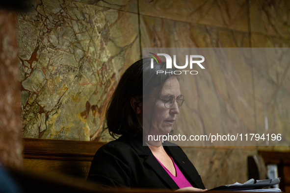 Murielle Lepvraud, deputy of La France Insoumise - Nouveau Front Populaire group, is seen during the questions to the government session at...