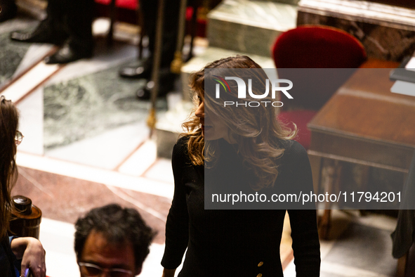 Maud Bregeon, Minister attached to the Prime Minister and Government Spokesman, is seen during the questions to the government session at th...