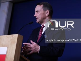 Polish Minister of Foreign Affairs Radoslaw Sikorski holds a press briefing after a meeting involving the EU Big Five and the UK Ministers o...