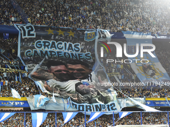 Argentina's fans attend the match between Argentina and Peru at Alberto J. Armando - La Bombonera Stadium in Buenos Aires, Argentina, on Nov...