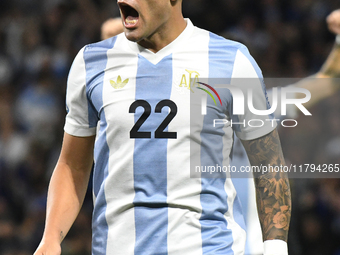 Lautaro Martinez of Argentina celebrates his goal during the match between Argentina and Peru at Alberto J. Armando - La Bombonera Stadium,...