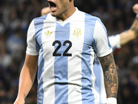 Lautaro Martinez of Argentina celebrates his goal during the match between Argentina and Peru at Alberto J. Armando - La Bombonera Stadium,...