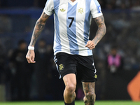 Rodrigo de Paul of Argentina plays during the match between Argentina and Peru at Alberto J. Armando - La Bombonera Stadium in Buenos Aires,...