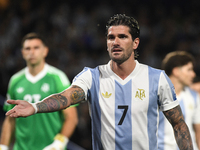 Rodrigo de Paul of Argentina plays during the match between Argentina and Peru at Alberto J. Armando - La Bombonera Stadium in Buenos Aires,...