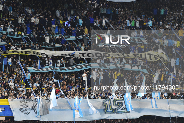 Argentina's fans gather before the match between Argentina and Peru at Alberto J. Armando - La Bombonera Stadium in Buenos Aires, Argentina,...