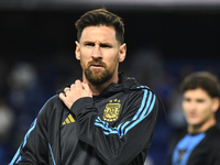 Lionel Messi of Argentina warms up before the match between Argentina and Peru at Alberto J. Armando - La Bombonera Stadium, in Buenos Aires...