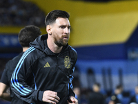 Lionel Messi of Argentina warms up before the match between Argentina and Peru at Alberto J. Armando - La Bombonera Stadium, in Buenos Aires...