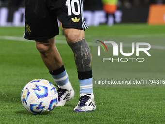 Lionel Messi of Argentina warms up before the match between Argentina and Peru at Alberto J. Armando - La Bombonera Stadium, in Buenos Aires...