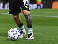 Lionel Messi of Argentina warms up before the match between Argentina and Peru at Alberto J. Armando - La Bombonera Stadium, in Buenos Aires...