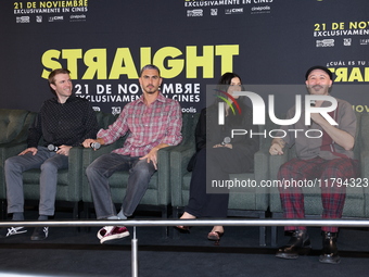 (L-R) Scott Elmegreen, Alejandro Speitzer, Barbara Lopez, and Marcelo Tobar attend the press conference to promote the movie ''Straight'' at...