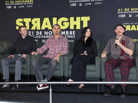 (L-R) Scott Elmegreen, Alejandro Speitzer, Barbara Lopez, and Marcelo Tobar attend the press conference to promote the movie ''Straight'' at...