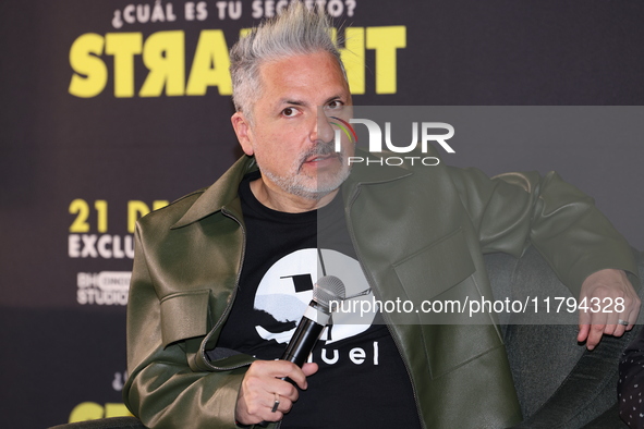 Oscar Uriel attends the press conference to promote the movie ''Straight'' at Cinepolis Plaza Carso in Mexico City, Mexico, on November 19,...