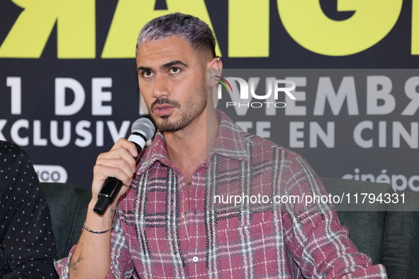 Alejandro Speitzer attends the press conference to promote the movie ''Straight'' at Cinepolis Plaza Carso in Mexico City, Mexico, on Novemb...