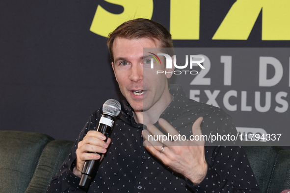 Scott Elmegreen attends the press conference to promote the movie ''Straight'' at Cinepolis Plaza Carso in Mexico City, Mexico, on November...