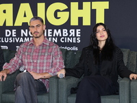 Alejandro Speitzer and Barbara Lopez attend the press conference to promote the movie ''Straight'' at Cinepolis Plaza Carso in Mexico City,...