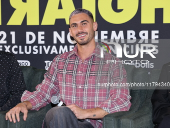 Alejandro Speitzer attends the press conference to promote the movie ''Straight'' at Cinepolis Plaza Carso in Mexico City, Mexico, on Novemb...