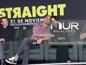 Alejandro Speitzer and Barbara Lopez attend the press conference to promote the movie ''Straight'' at Cinepolis Plaza Carso in Mexico City,...