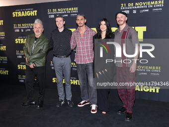 (L-R) Oscar Uriel, Scott Elmegreen, Alejandro Speitzer, Barbara Lopez, and Marcelo Tobar attend the press conference to promote the movie ''...