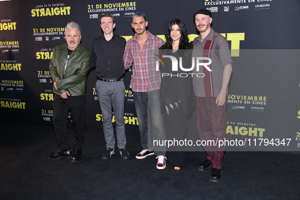 (L-R) Oscar Uriel, Scott Elmegreen, Alejandro Speitzer, Barbara Lopez, and Marcelo Tobar attend the press conference to promote the movie ''...