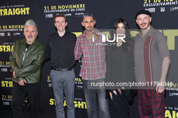 (L-R) Oscar Uriel, Scott Elmegreen, Alejandro Speitzer, Barbara Lopez, and Marcelo Tobar attend the press conference to promote the movie ''...