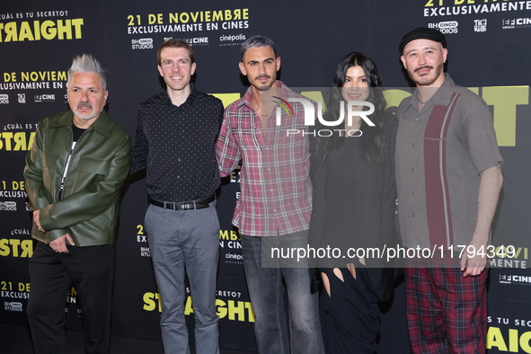 (L-R) Oscar Uriel, Scott Elmegreen, Alejandro Speitzer, Barbara Lopez, and Marcelo Tobar attend the press conference to promote the movie ''...