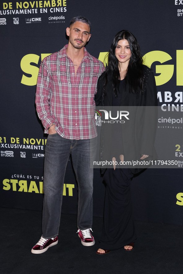 Alejandro Speitzer and Barbara Lopez attend the press conference to promote the movie ''Straight'' at Cinepolis Plaza Carso in Mexico City,...