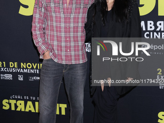 Alejandro Speitzer and Barbara Lopez attend the press conference to promote the movie ''Straight'' at Cinepolis Plaza Carso in Mexico City,...