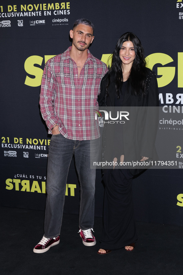 Alejandro Speitzer and Barbara Lopez attend the press conference to promote the movie ''Straight'' at Cinepolis Plaza Carso in Mexico City,...