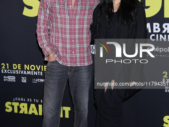 Alejandro Speitzer and Barbara Lopez attend the press conference to promote the movie ''Straight'' at Cinepolis Plaza Carso in Mexico City,...