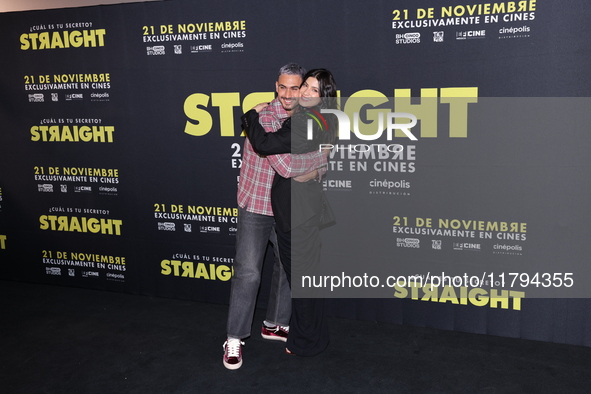 Alejandro Speitzer and Barbara Lopez attend the press conference to promote the movie ''Straight'' at Cinepolis Plaza Carso in Mexico City,...