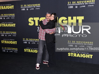 Alejandro Speitzer and Barbara Lopez attend the press conference to promote the movie ''Straight'' at Cinepolis Plaza Carso in Mexico City,...